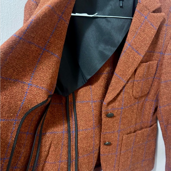 Nancy Windowpane Plaid Wool Blazer In Rust Color by rag & bone  (size 0) - Picture 9 of 13